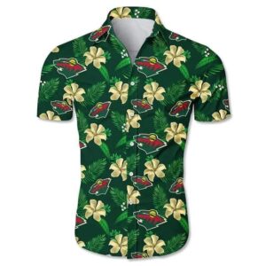 Minnesota Wild Hawaiian Shirt Floral Button Up, NHL Hawaiian Shirt