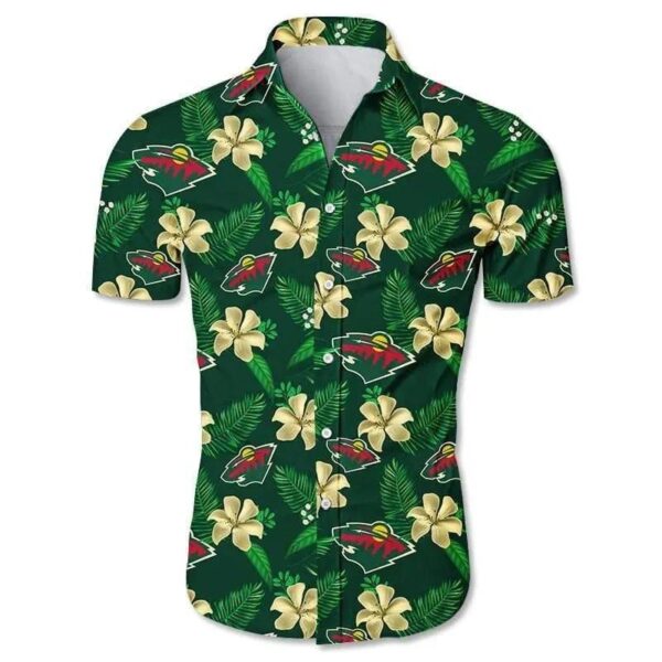 Minnesota Wild Hawaiian Shirt Floral Button Up, NHL Hawaiian Shirt