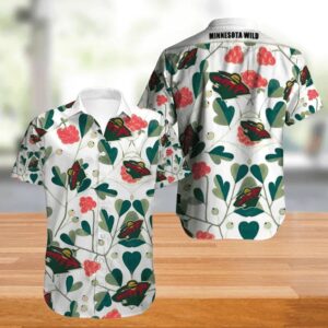 Minnesota Wild Hawaiian Shirt Leaf Button Up, NHL Hawaiian Shirt