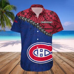 Montreal Canadiens Hawaiian Shirt Grunge Polynesian Tattoo – NHL, NHL Hawaiian Shirt