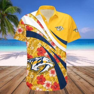 Nashville Predators Hawaiian Shirt Hibiscus Sport Style – NHL, NHL Hawaiian Shirt