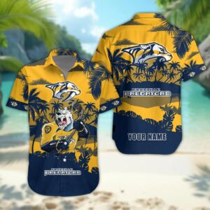 Nashville Predators Personalized Hawaiian Shirt – Custom Name, NHL Hawaiian Shirt