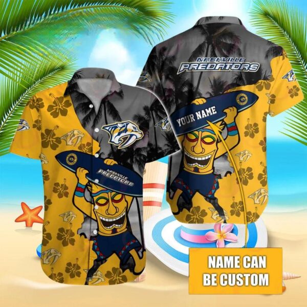 Nhl Nashville Predators Special Native Hawaiians Design Button Shirt, NHL Hawaiian Shirt