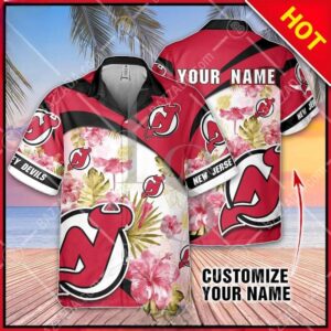 NHL New Jersey Devils Floral Beach Trip Personalized Hawaiian Shirt, NHL Hawaiian Shirt