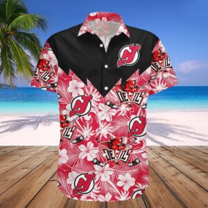 New Jersey Devils Hawaiian Shirt Tropical Seamless- NHL, NHL Hawaiian Shirt