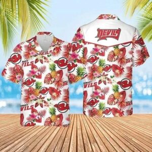New Jersey Devils Pineapple Tropical Flowers Hawaiian Shirt, NHL Hawaiian Shirt