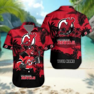 New Jersey Devils Personalized Hawaiian Shirt – Custom Name, NHL Hawaiian Shirt
