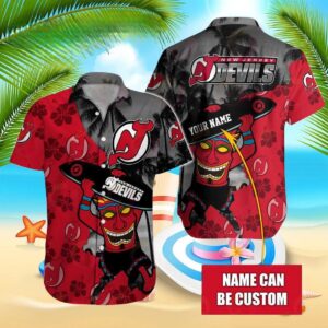 Nhl New Jersey Devils Special Native Hawaiians Design Button Shirt, NHL Hawaiian Shirt