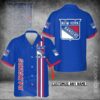 Custom Name NHL New York Rangers Blue 3D Hawaiian Shirt, NHL Hawaiian Shirt