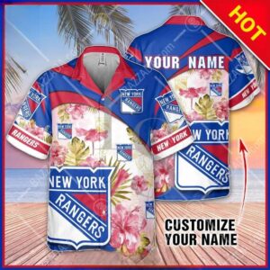 NHL New York Rangers Floral Beach Trip Personalized Hawaiian Shirt, NHL Hawaiian Shirt