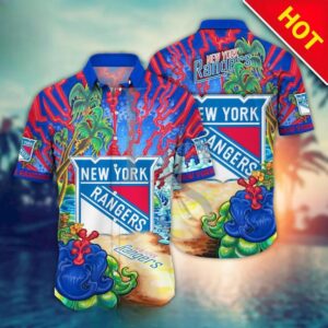 New York Rangers Aloha Island Hawaii Shirt, NHL Hawaiian Shirt