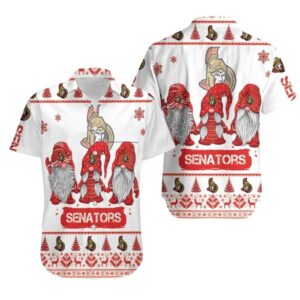 Christmas Gnomes Ottawa Senators Christmas 3D Hawaiian Shirt, NHL Hawaiian Shirt
