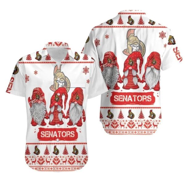 Christmas Gnomes Ottawa Senators Christmas 3D Hawaiian Shirt, NHL Hawaiian Shirt