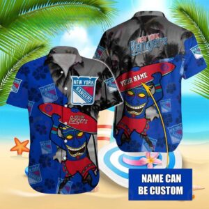 Nhl New York Rangers Special Native Hawaiians Design Button Shirt, NHL Hawaiian Shirt