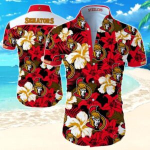 Nhl Ottawa Senators Hawaiian Graphic Print Short Sleeve Hawaiian Shirt, NHL Hawaiian Shirt