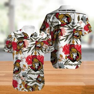 Ottawa Senators Hawaiian Shirt Big Floral Button Up, NHL Hawaiian Shirt