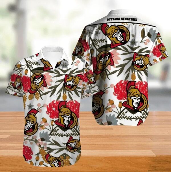 Ottawa Senators Hawaiian Shirt Big Floral Button Up, NHL Hawaiian Shirt