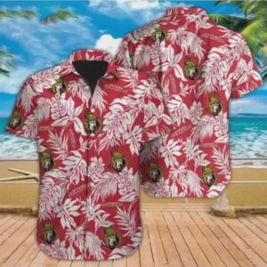 Ottawa Senators Hawaiian Shirt, Tropical Leaf Aloha Beach Hawaiian Shirt, NHL Hawaiian Shirt