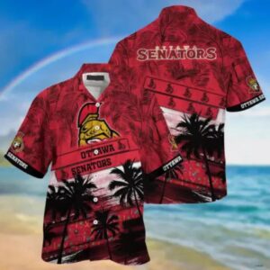 Ottawa Senators Palm Tree Pattern Hawaiian Shirt, NHL Hawaiian Shirt