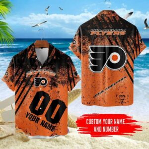 Custom Name Number Philadelphia Flyers NHL Hawaiian Shirt, NHL Hawaiian Shirt