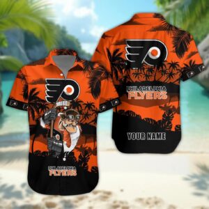 Philadelphia Flyers Personalized Hawaiian Shirt – Custom Name, NHL Hawaiian Shirt