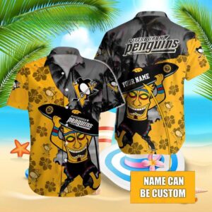 Nhl Pittsburgh Penguins Special Native Hawaiians Design Button Shirt, NHL Hawaiian Shirt