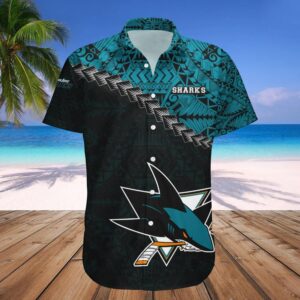 San Jose Sharks Hawaiian Shirt Grunge Polynesian Tattoo – NHL, NHL Hawaiian Shirt