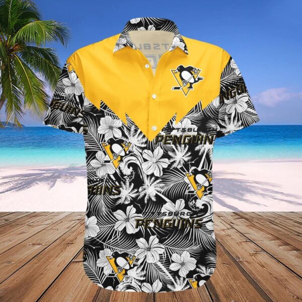 Pittsburgh Penguins Hawaiian Shirt Tropical Seamless- NHL, NHL Hawaiian Shirt