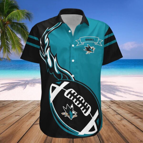 San Jose Sharks Hawaiian Shirt Flame Ball – NHL, NHL Hawaiian Shirt
