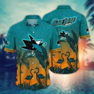 San Jose Sharks NHL Hawaiian Shirt Sunningtime Aloha Shirt, NHL Hawaiian Shirt