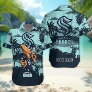 Seattle Kraken Personalized Hawaiian Shirt – Custom Name, NHL Hawaiian Shirt