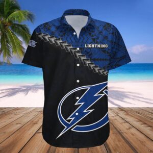 Tampa Bay Lightning Hawaiian Shirt Grunge Polynesian Tattoo – NHL, NHL Hawaiian Shirt