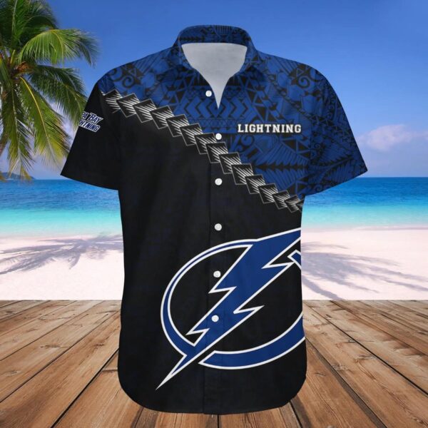 Tampa Bay Lightning Hawaiian Shirt Grunge Polynesian Tattoo – NHL, NHL Hawaiian Shirt