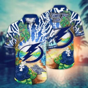Tampa Bay Lightning NHL Hawaiian Shirt Warm Nightstime Aloha Shirt, NHL Hawaiian Shirt