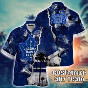Custom Name Toronto Maple Leafs Palm Tree Hawaiian Shirt, NHL Hawaiian Shirt