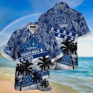 Toronto Maple Leafs Palm Tree Pattern Hawaiian Shirt, NHL Hawaiian Shirt