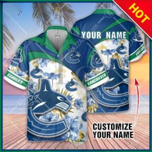 NHL Vancouver Canucks Floral Beach Trip Personalized Hawaiian Shirt, NHL Hawaiian Shirt