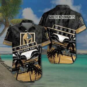NHL Vegas Golden Knights Coconut Tree Beach Aloha 3D Hawaiian Shirt, NHL Hawaiian Shirt