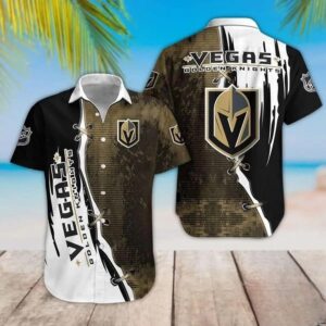 Vegas Golden Knights Brown And Black Hawaiian Shirt, NHL Hawaiian Shirt