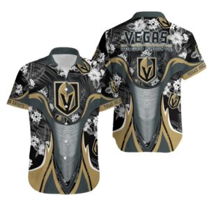 Vegas Golden Knights Hawaiian Shirt, Blooming Flowers Aloha Hawaiian Shirt, NHL Hawaiian Shirt