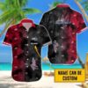 Custom Name NHL Washington Capitals Team Name And Tropical Pattern 3D Hawaiian Shirt, NHL Hawaiian Shirt