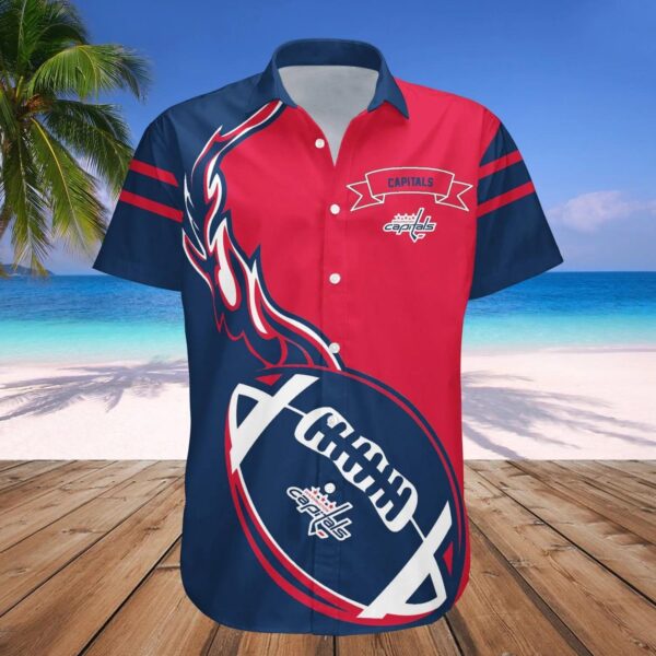Washington Capitals Hawaiian Shirt Flame Ball – NHL, NHL Hawaiian Shirt