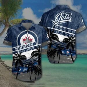 NHL Winnipeg Jets Coconut Tree Beach Aloha 3D Hawaiian Shirt, NHL Hawaiian Shirt