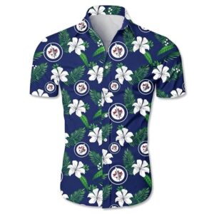 Winnipeg Jets Hawaiian Shirt Tropical Flower Summer, NHL Hawaiian Shirt