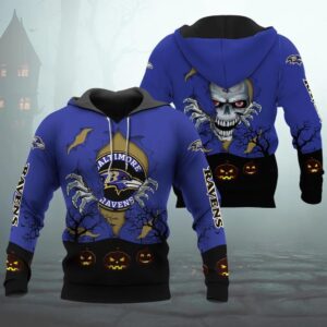 Baltimore Ravens Halloween 3D Apparel, NFL Hoodie