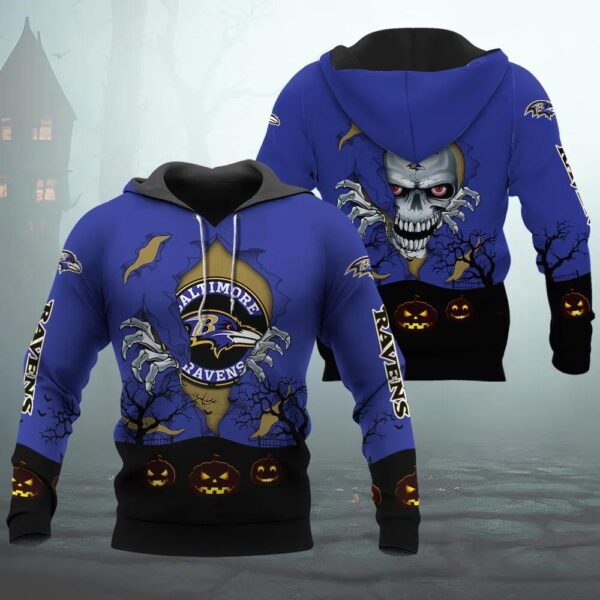 Baltimore Ravens Halloween 3D Apparel, NFL Hoodie