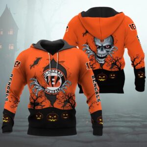 Cincinnati Bengals Halloween 3D Apparel, NFL Hoodie