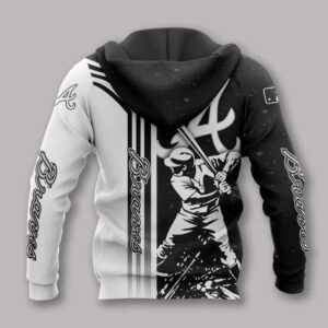 Atlanta Braves Black And White All Over Print Apparel 1, MLB Hoodie