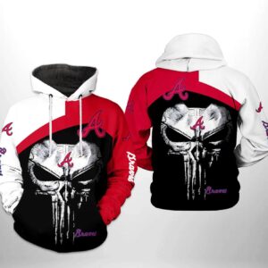 Atlanta Braves MLB Skull Punisher Hoodie, MLB Hoodie