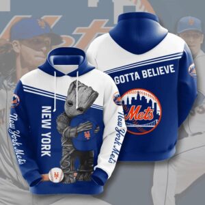 Baby Groot Hug New York Mets 3D Hoodie, MLB Hoodie